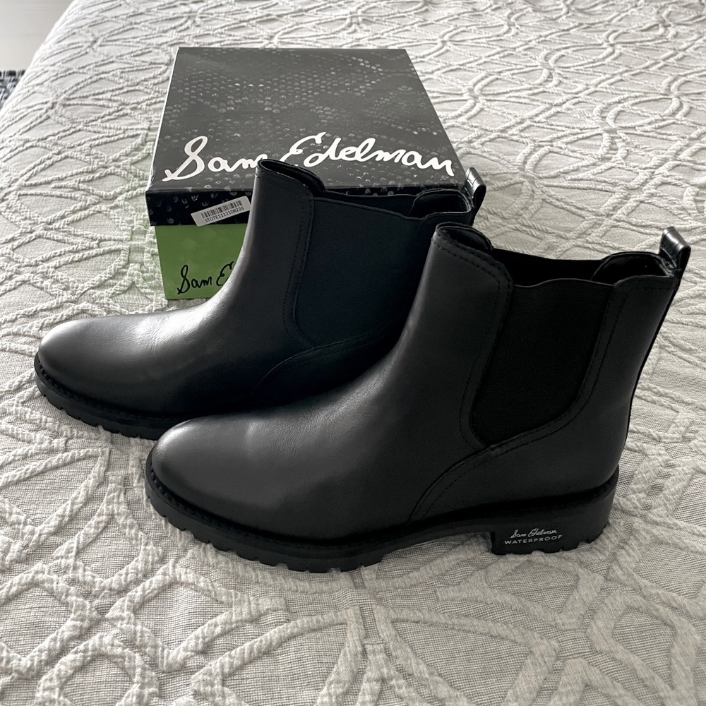 Sam Edelman- Waterproof Jaclyn Black Leather Boots